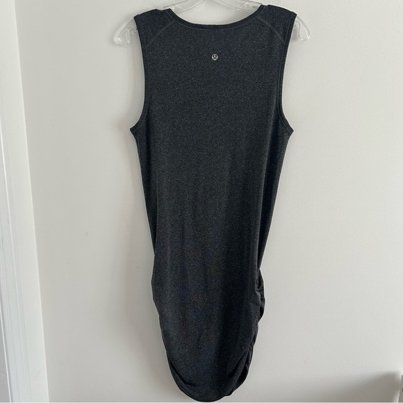 (SOLD) LULULEMON In The Flow Sleeveless Ruched Dress Grey Size 6 - Picture 10 of 11